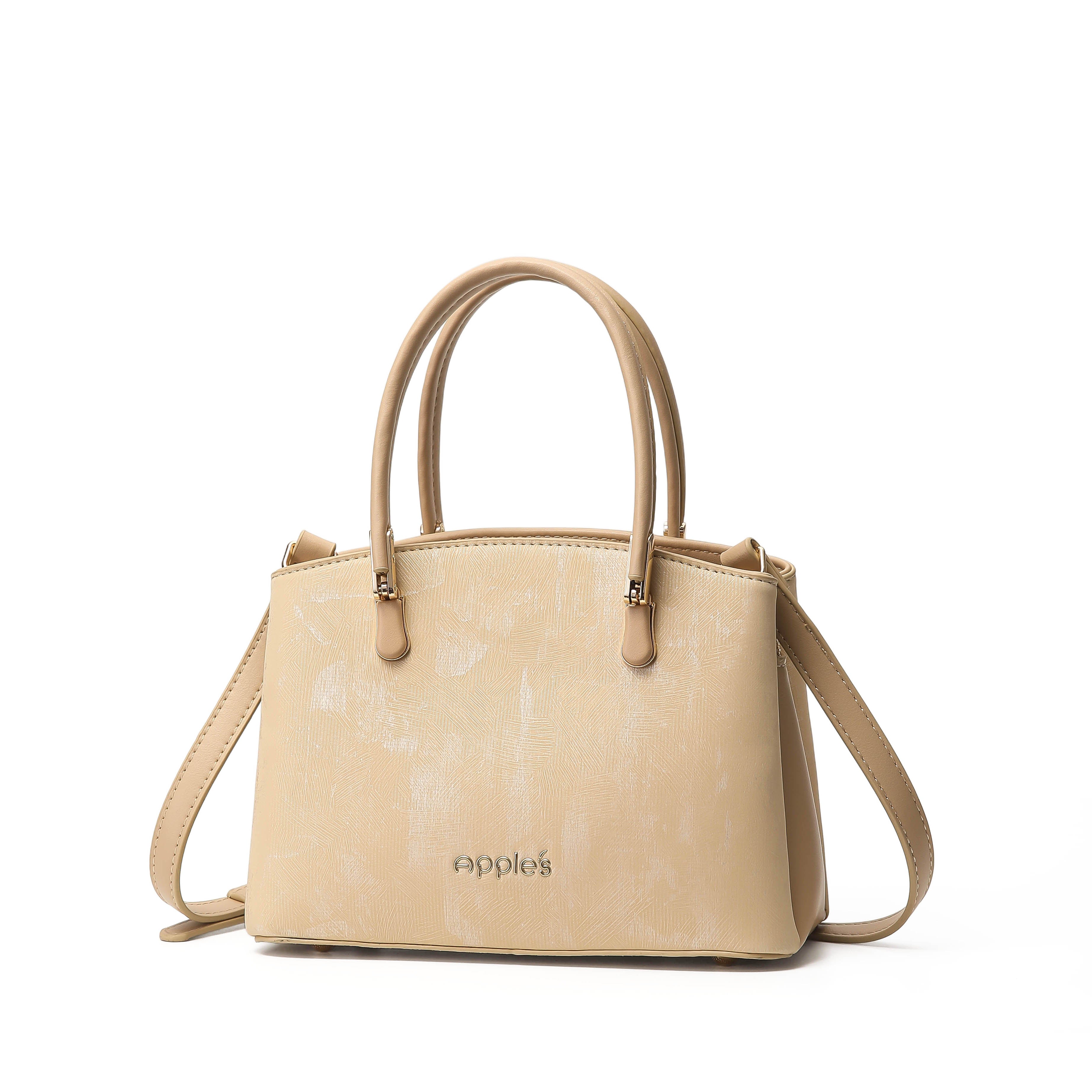Liora tan textured handbag with detachable shoulder strap by Apples UAE