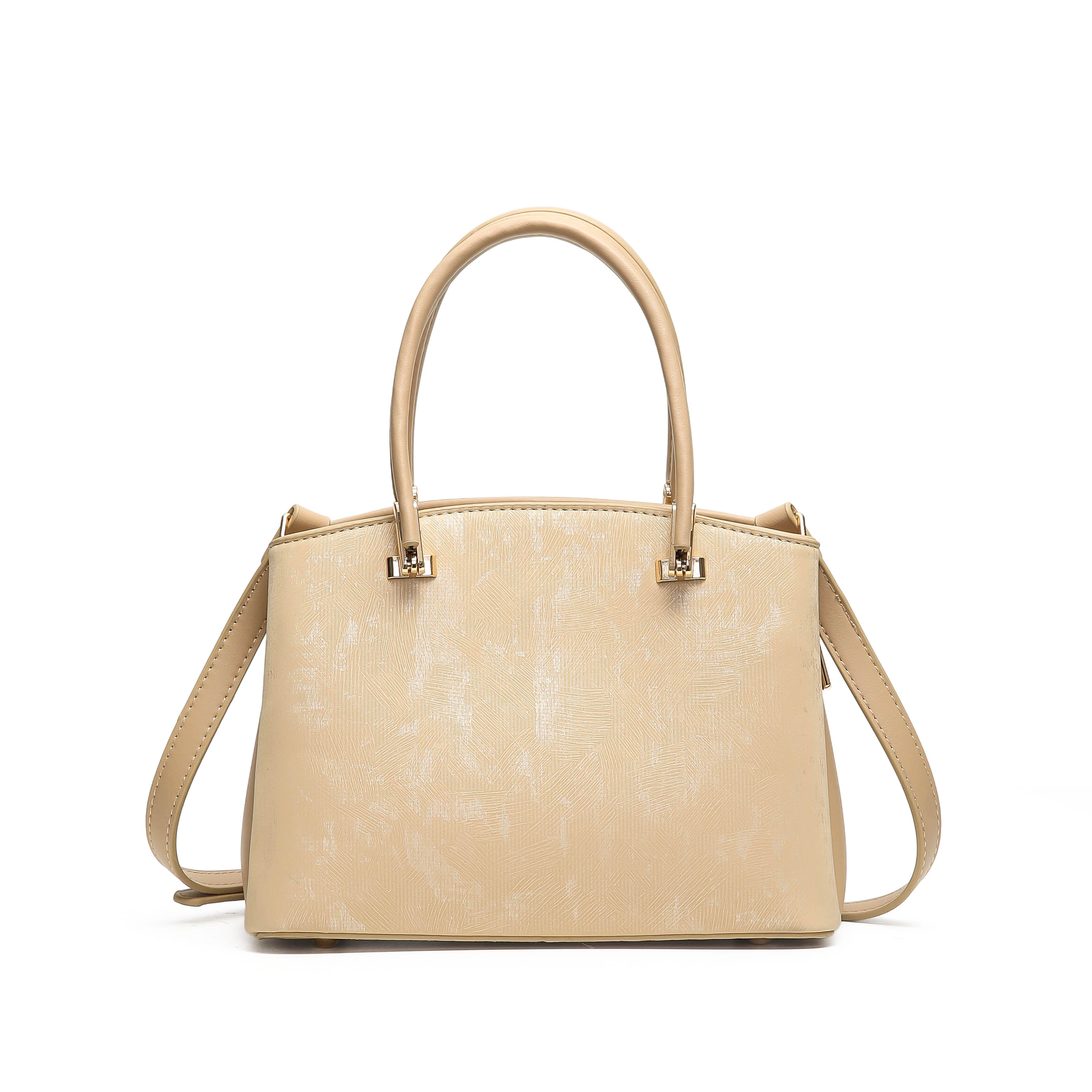 Liora tan zip closure handbag for women by Apples UAE
