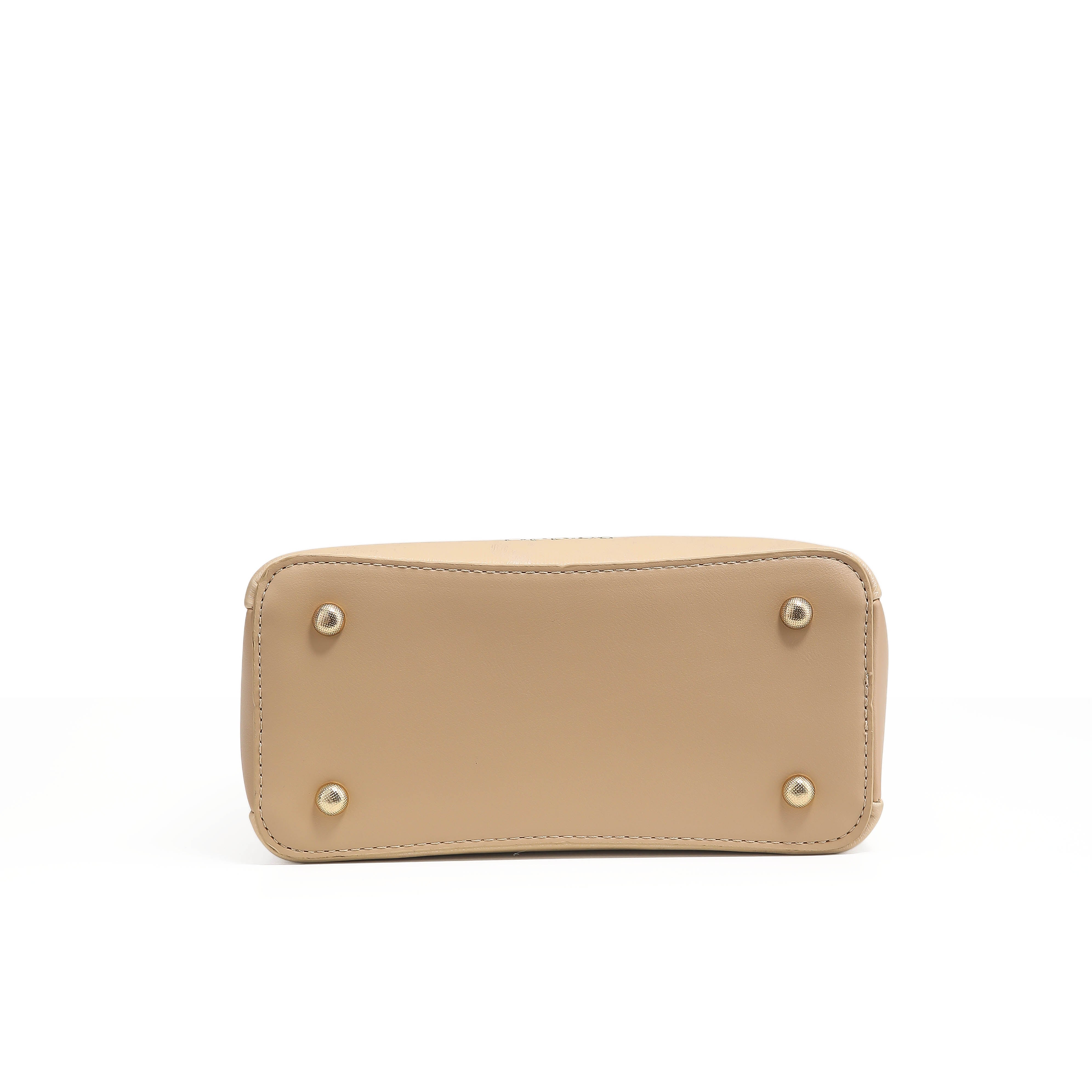 Liora tan top handle bag side view by Apples UAE