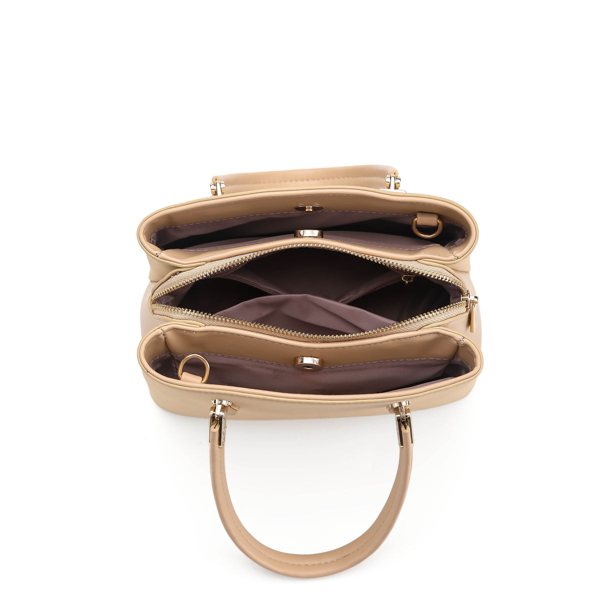 Liora tan structured ladies handbag detail by Apples UAE