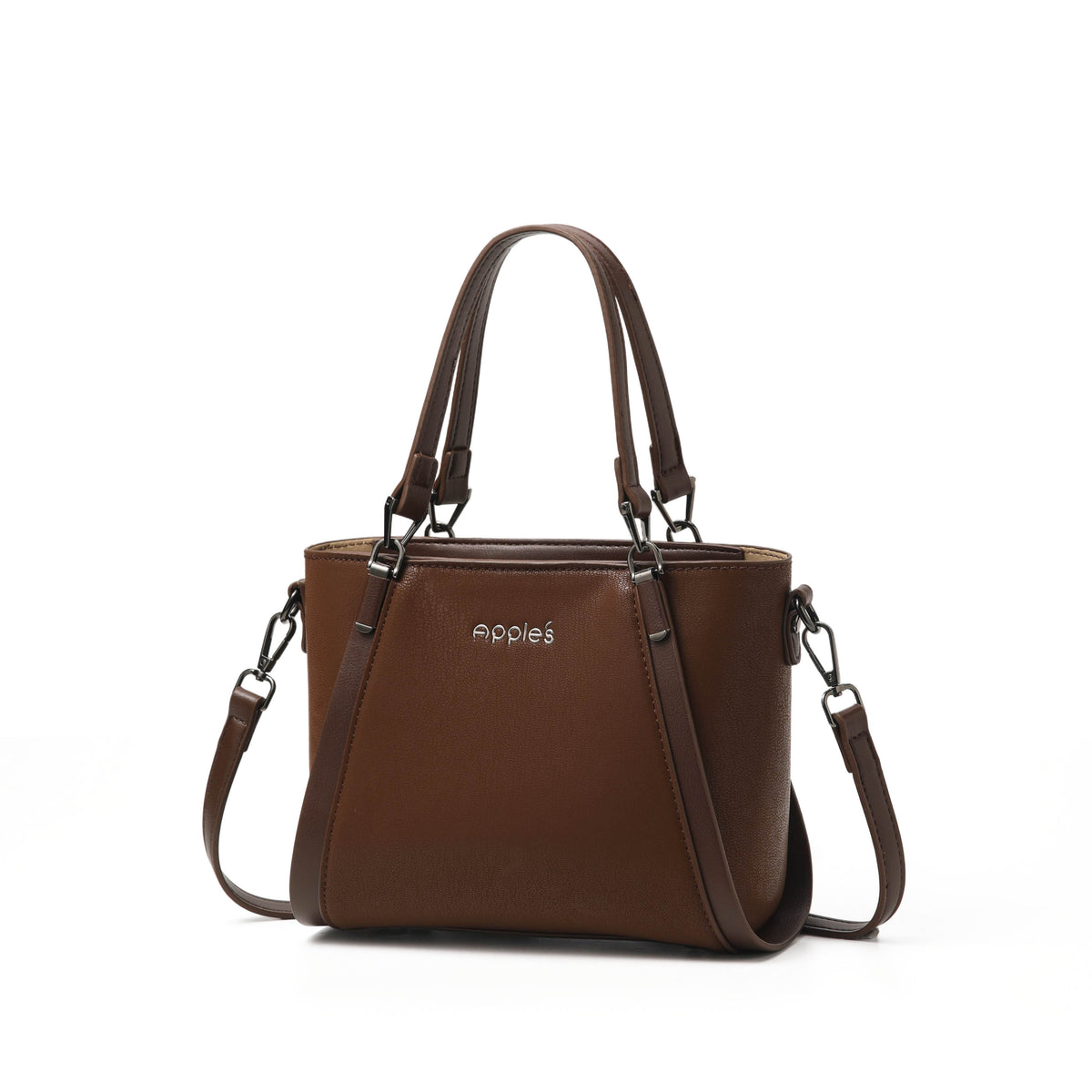 Veyra coffee handbag with polished top handle by Apples UAE