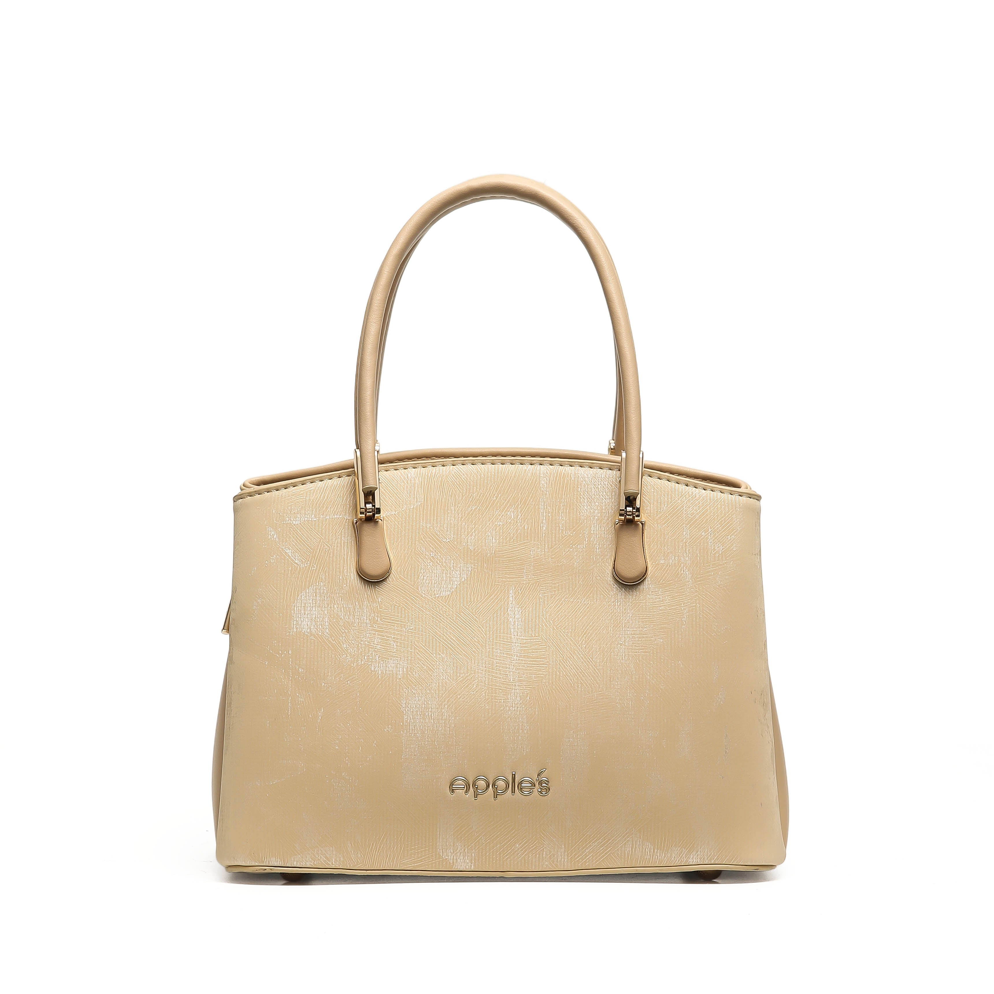 Liora tan polished shoulder handbag by Apples UAE