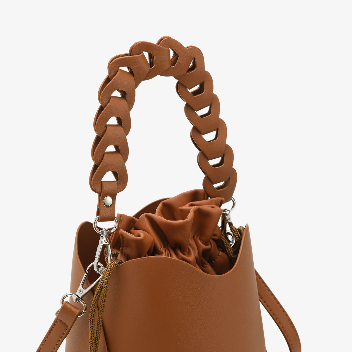 Sora Bucket ladies handbag with chain detail by Apples UAE