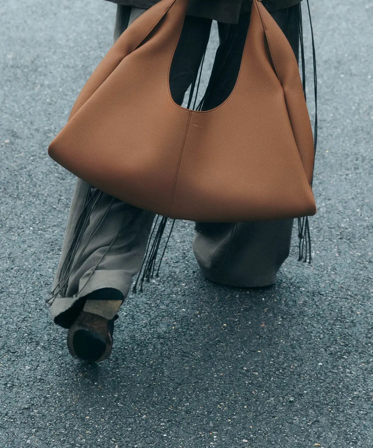Selene dark blue structured everyday handbag by Apples UAE - side profile