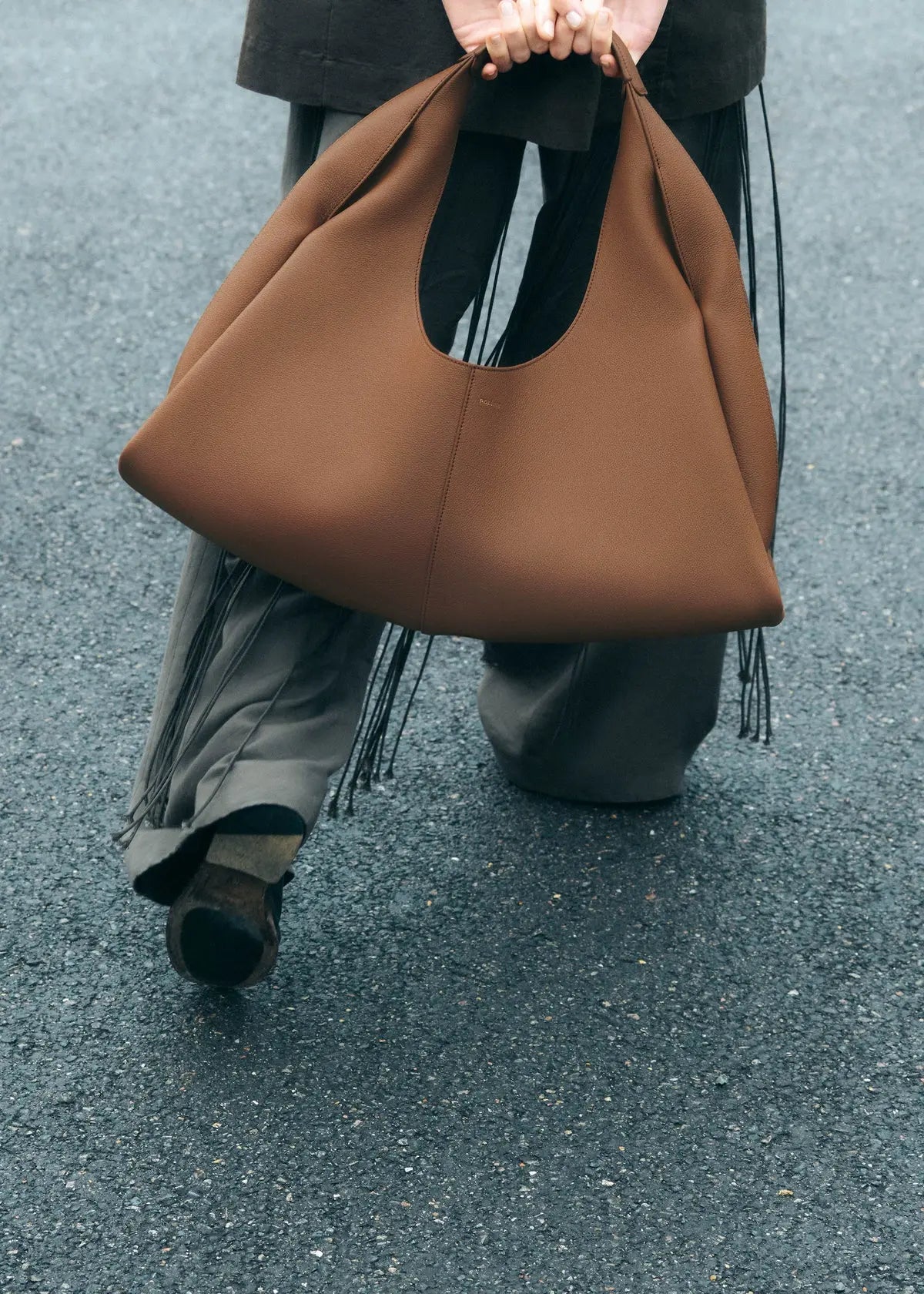 Selene dark blue structured everyday handbag by Apples UAE - side profile